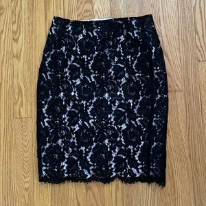 Vince Camuto Black Scallop Lace Pencil Skirt
